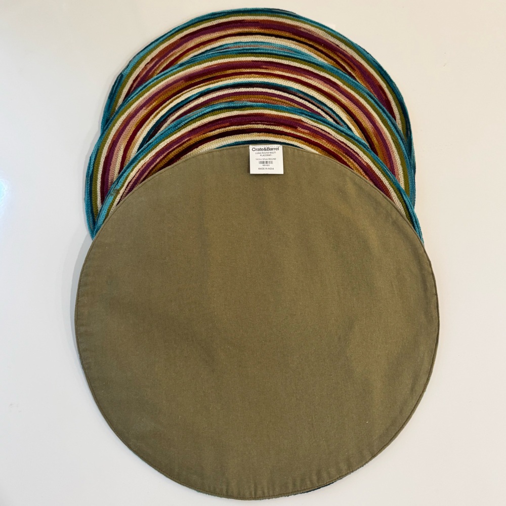 Crate&Barrel Multicolor Set of 4 Striped Placemats - Picture 5 of 6